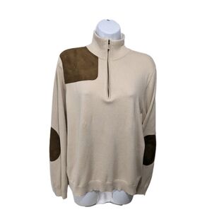 Lauren Ralph Lauren 1/4 Zip Pullover Sweater XL Elbow Patch Equestrian #2500